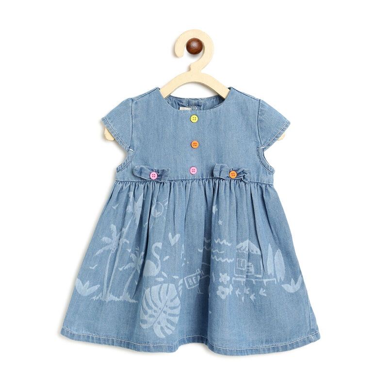 Girls Medium Light Blue Short Sleeve Dress image number null